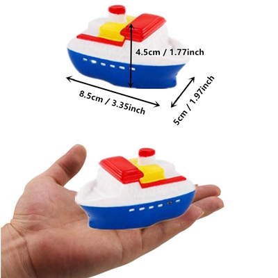 DQTYE 6Pcs Bath Toy Floating Boats, Baby Soft Squirt Bathing Toys Bathtub Cartoon PU Rubber Ship Water Game Learning Educational Toy For Kids Toddlers
