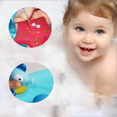 DQTYE 6Pcs Bath Toy Floating Sea Animal, Baby Soft Squirt Bathing Toys Bathtub Cartoon PU Rubber Water Game Baby Floating Bath Toys For Kids Toddlers